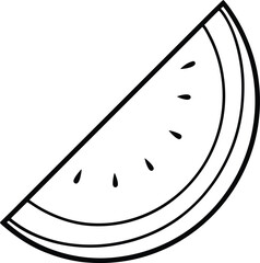 Simple Melon Slice Line Art.