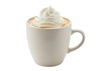 Isolated Coffee with Whipped Cream in a White Mug