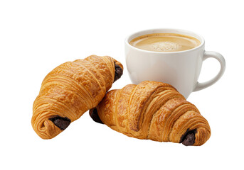 Isolated Croissants and Coffee