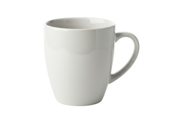 Isolated Plain White Ceramic Mug with Handle for Hot Beverages