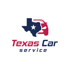 Texas car service automotive car shop logo design texas map car shape