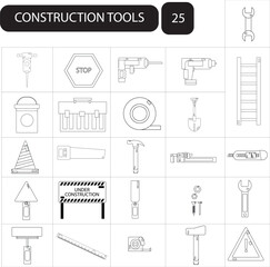 Construction Line Icons set. Editable Stroke Vector Icons Collection.