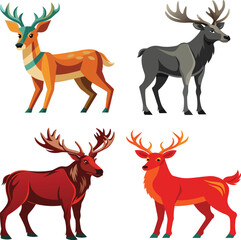 Deer – A 3D elegant glass deer figurine, transparent with soft golden accents on antlers, sleek and graceful, glossy polished texture, white background, icon illustration. 
