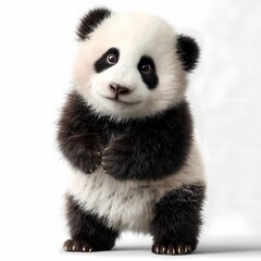Fototapeta premium Cute Panda Cub A Precious Baby Panda Photo on white background