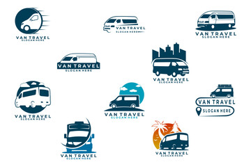 Set Of Van Travel logo design vector template