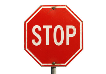 Isolated Red Stop Sign with Weathered Texture