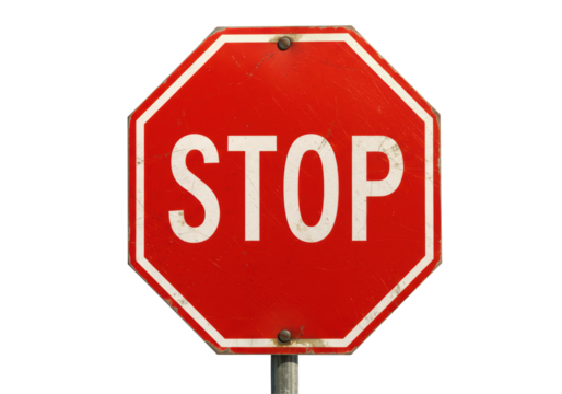 Isolated Red Stop Sign with Weathered Texture