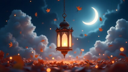 night landscape with moon and clouds, Eid collection