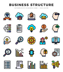 Business Structure Icons bundle. Lineal Color style Icons. Vector illustration.