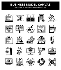 Business Model Canvas Icons: A Collection of 25 Essential Strategy and Planning Icons