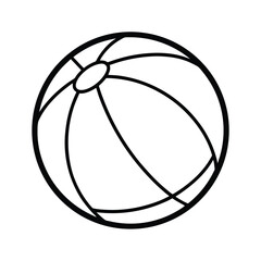 Simple black and white illustration of a beach ball