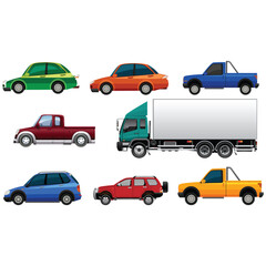 silhouette of truck , car icons