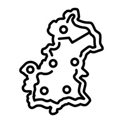A linear style icon of country map