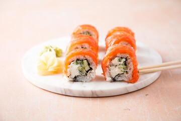 Homemade Philadelphia sushi rolls