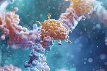 Abstract peptide structure glowing in soft artistic scientific design