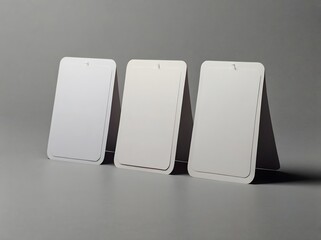 Blank Trading Cards Mockup – 3 Rounded Corner Cards on Gray Background for Branding Presentation