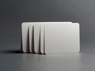 Blank Trading Cards Mockup – 3 Rounded Corner Cards on Gray Background for Branding Presentation