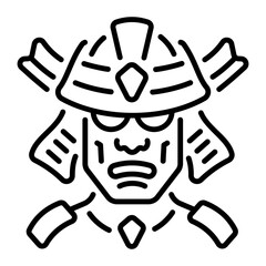 An icon of samurai character in line style