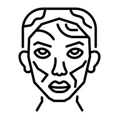 A line style icon showing a cubism face