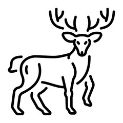 A linear icon showing a deer having big antlers  