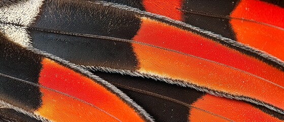 Intricate Butterfly Wing Texture Showcasing Vivid Red, Orange, and Black Shades