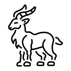 A linear style icon showing a markhor goat