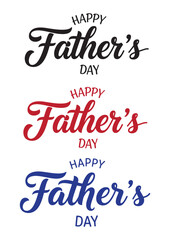 Happy Father's Day Calligraphy Script Text Graphics (Black, Red, Blue)