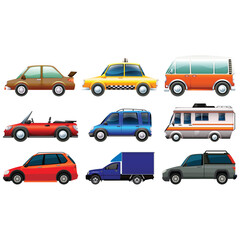 silhouette of truck , car icons