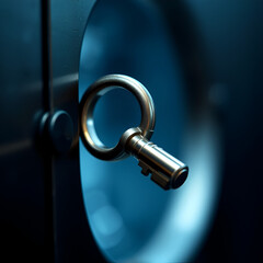 A key turning in a lock, symbolizing the unlocking of potential and opportunities as a result of a catalyzing action. .