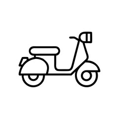 Classic scooter icon in minimalist outline style on white background  