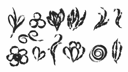 abstract organic shapes hand drawn doodle set perfect for natural, earthy, and handmade design concepts