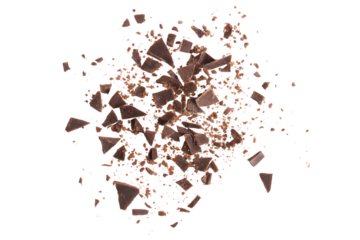 Chocolate Shavings and Crumbles Isolated on Black Background Perfect for Baking and Dessert Themed Designs and Creative Projects