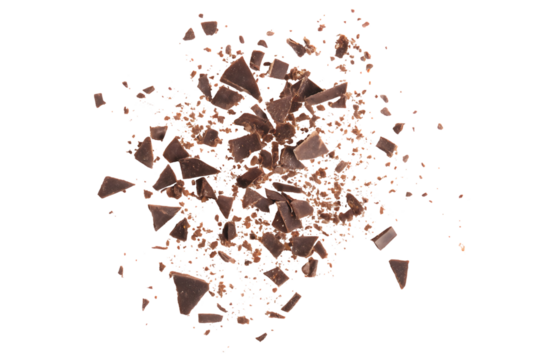 Chocolate Shavings and Crumbles Isolated on Black Background Perfect for Baking and Dessert Themed Designs and Creative Projects