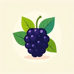 Fresh Juicy Blackberry with Green Leaves Isolated on Light Background Perfect for Healthy Food Designs and Packaging