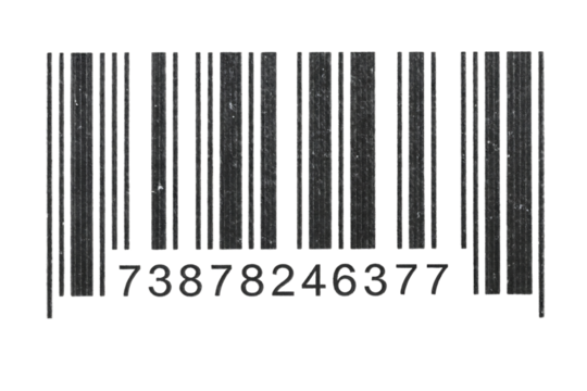 Grungy Barcode Isolated on Black Background for Product Identification and Inventory Management in Retail and Supply Chain Operations
