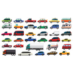 silhouette of truck , car icons