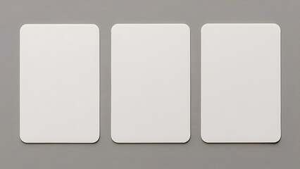 Blank Trading Cards Mockup – 3 Rounded Corner Cards on Gray Background for Branding Presentation