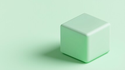 Fototapeta premium A 3D rendering of a light green cube.