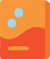 Orange and red box with two blue circles suitable as a logo or icon for a modern and vibrant company branding.