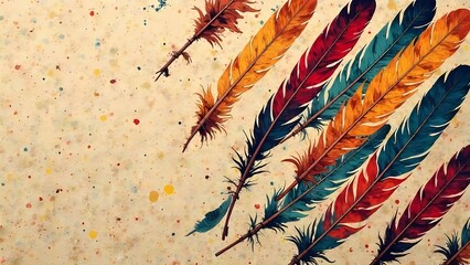 Native American Heritage Month, International Day of the World's Indigenous Peoples or Native American Day. Background, traditional colors.