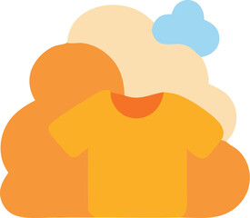 Yellow tshirt inside cloud, suitable for weatherrelated designs. Bright and playful graphic for print on various clothing items.