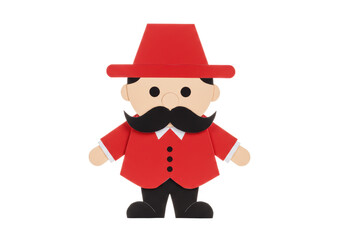 Isolated Cartoon Character with Red Hat and Moustache