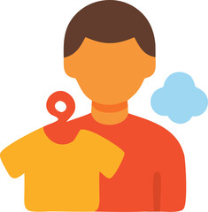 A person considers a clothing item. The illustration showcases the essence of decision-making with a minimalist flair.