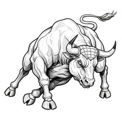 Sketch. Tattoo on a white background. Bull