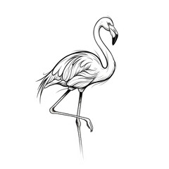 Obraz premium Sketch of tattoo on white background. flamingo