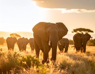 elephants in the savannah