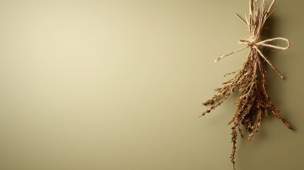 A bunch of dried grass tied with twine.