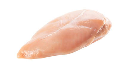 Raw chicken breast or chicken fillet top view isolated on white background.