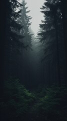 Obraz premium Dark aesthetic forrest wallpaper outdoors woodland nature.