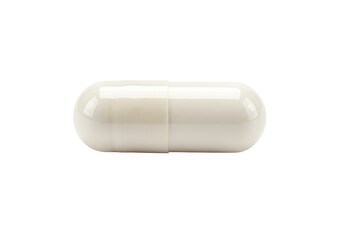 Isolated White Gel Capsule Pill for Medication